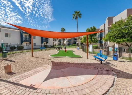 Covered outdoor dog park area