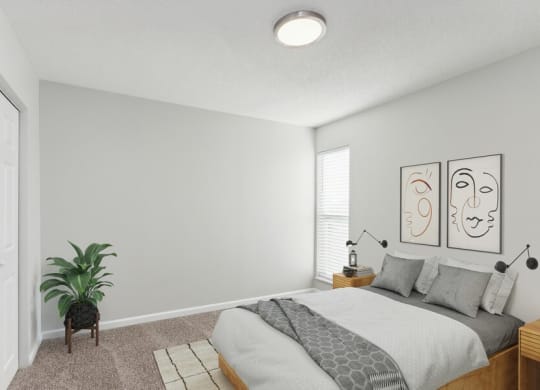 Model bedroom with updated carpeting