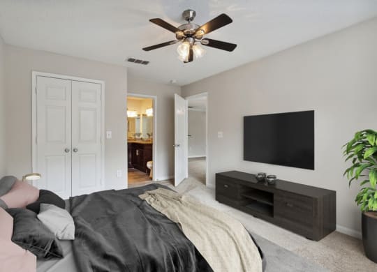 Model bedroom with closet