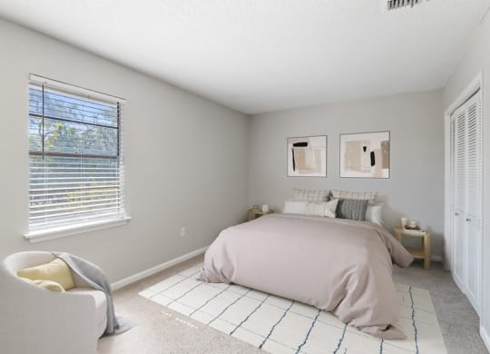 Model bedroom with carpeting