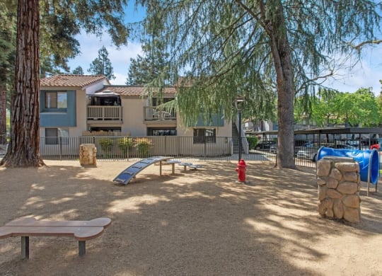 Community Dog Park with Agility Equipment at Creek 2645 Apartments in Sacramento, CA.