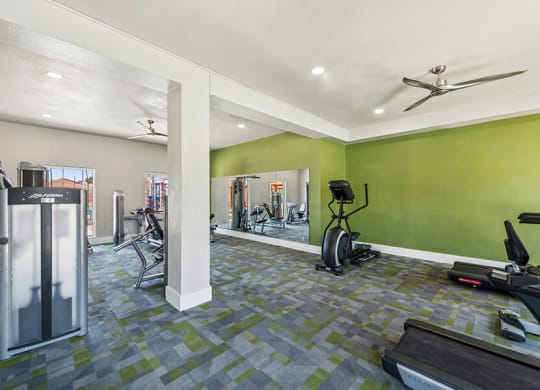 Community Fitness Center with Equipment at Stonegate Apartments located in Las Vegas, NV.