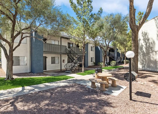 Exterior Community Building and Landscape at Solano Springs Apartments in Tucson, AZ.