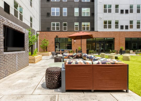 Outdoor patio space with tv