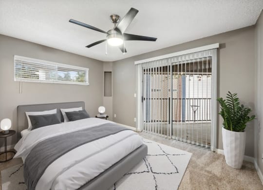 Model bedroom with patio door