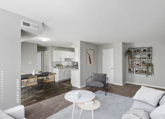 Model living room showcasing wide open living space