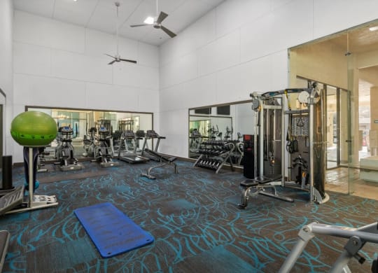 Community fitness center with workout equipment