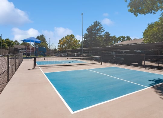 Community Pickleball Courts with Nets at Overlook Apartments located in Salt Lake City, UT.