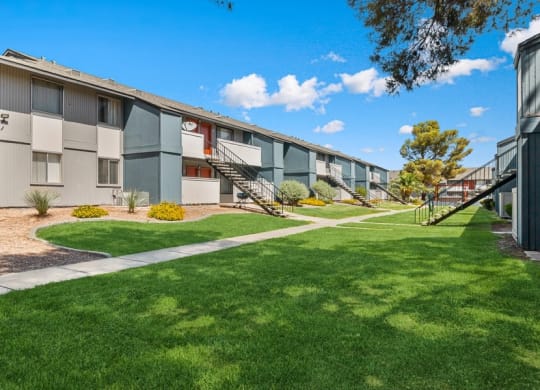 Walking path between apartment buildings