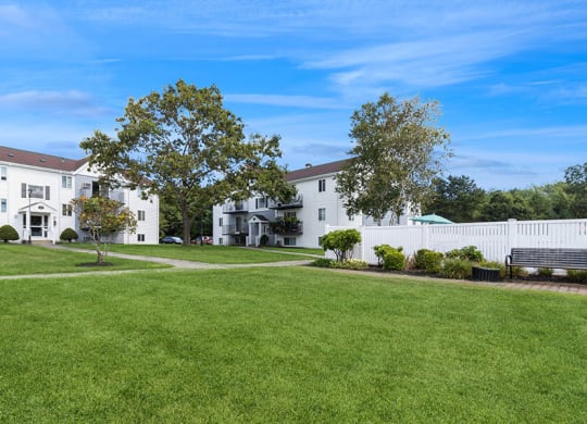 Exterior Community Building and Landscape at Village at Marshfield Apartments located in Marshfield, MA.