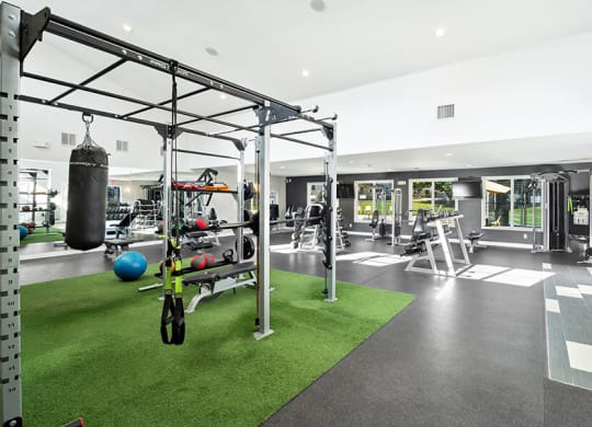 Community Fitness Center with Equipment at Waterfront Apartments in Lakewood, CO.