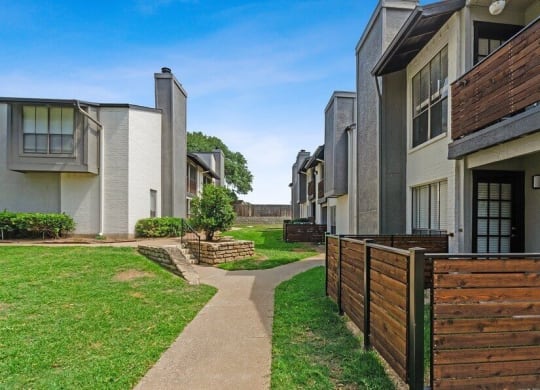 Walking path between apartment buildings
