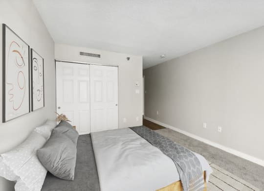 Model bedroom with closet