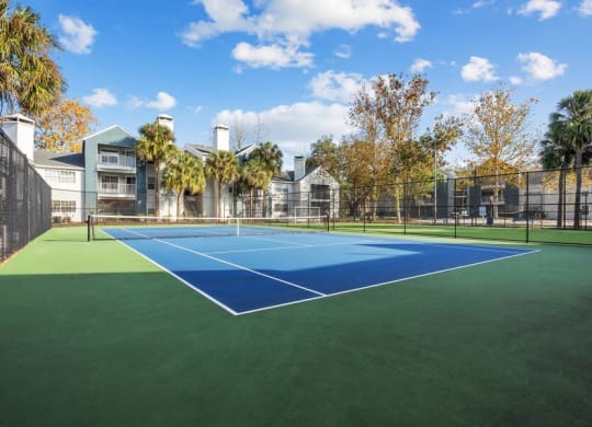 Outdoor Tennis and Pickleball Court at Caribbean Breeze Apartments in Tampa, FL.