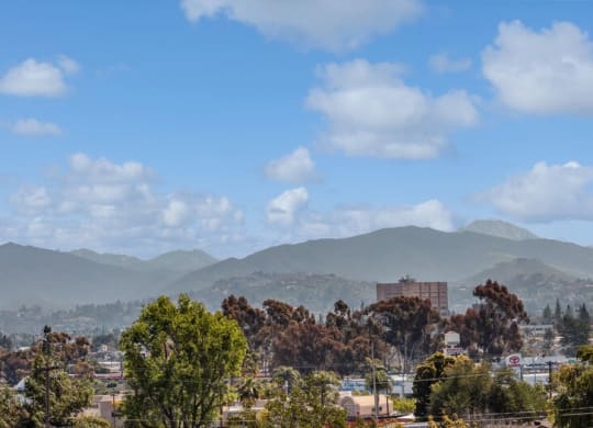 Mountain/Tree Landscape View at Forest Park Apartments in El Cajon, CA.