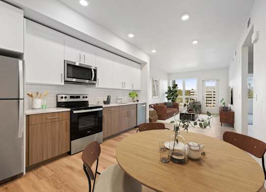 Model dining are in kitchen