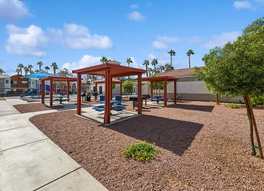 Outdoor Pic Nic Area with Tables at Stonegate Apartments located in Las Vegas, NV.