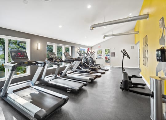 Community Fitness Center with Equipment at Waterfront Apartments in Lakewood, CO.