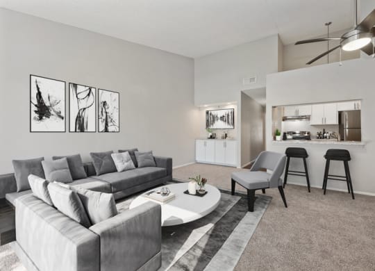Model apartment living room at Verona Park, Mesa, AZ 85210