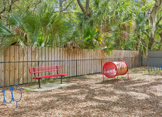 Community Dog Park with Agility Equipment at Grand Pavilion Apartments in Tampa, FL.