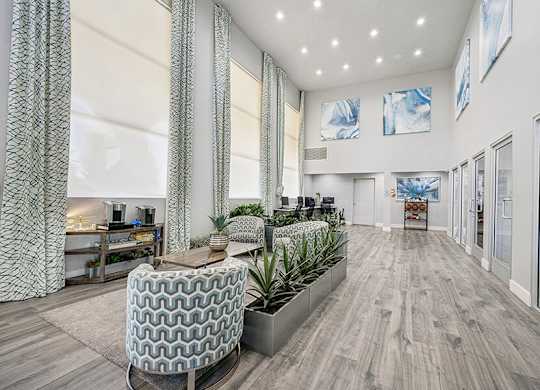 Community Clubhouse with Lounge Furniture at Stillwater Apartments located in Glendale, AZ.
