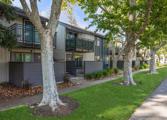 Exterior Community Building and Landscape at The Archer Apartments in Sacramento, CA.