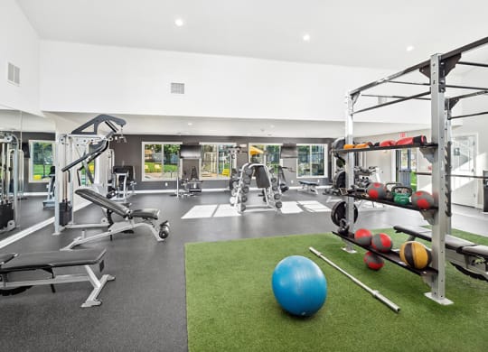 Community Fitness Center with Equipment at Waterfront Apartments in Lakewood, CO.