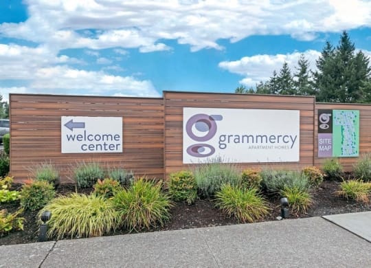 Grammercy property entrance sign and lanscape