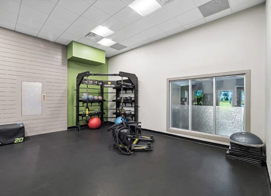 Community Fitness Center with Equipment at Rosehill Preserve Apartments in Orlando, FL.