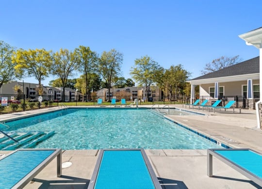 Pool and sundeck with loungers