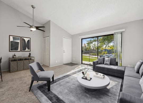 Model apartment living room at Verona Park, Mesa
