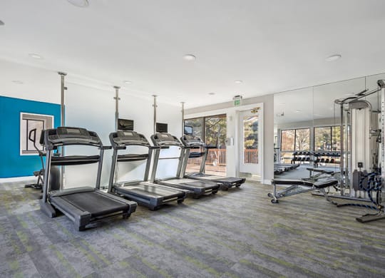 Community Fitness Center with Equipment at Spring Parc Apartments in Silver Spring, MD.