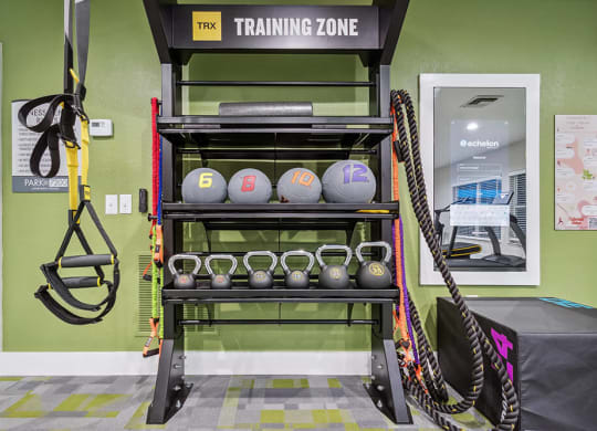 Community Fitness Center with Equipment at Park at 7200 Apartments in Jacksonville, FL.