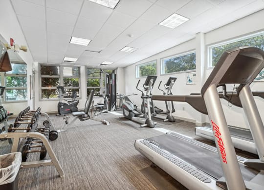 Fitness center interior with cardio equipment