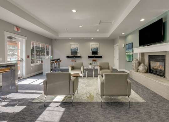 Community Clubhouse Business Center at Landings at Morrison Apartments located in Gresham, OR.