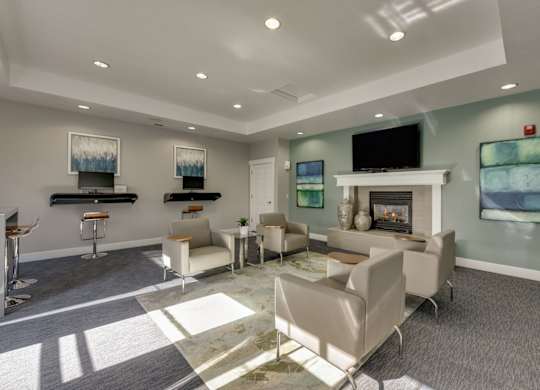 Community Clubhouse Business Center at Landings at Morrison Apartments located in Gresham, OR.