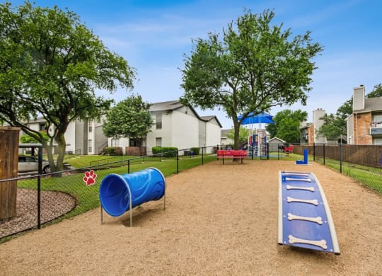 Dog park with agility equipment