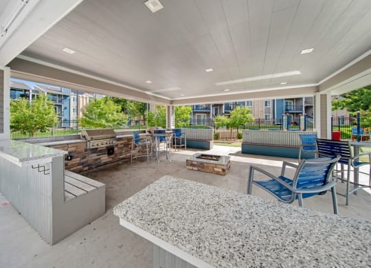 Outdoor covered fire pit area