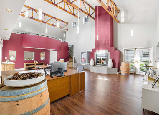 Community Leasing Office & Clubhouse with Fireplace at Meritage Apartments in Vallejo, CA.