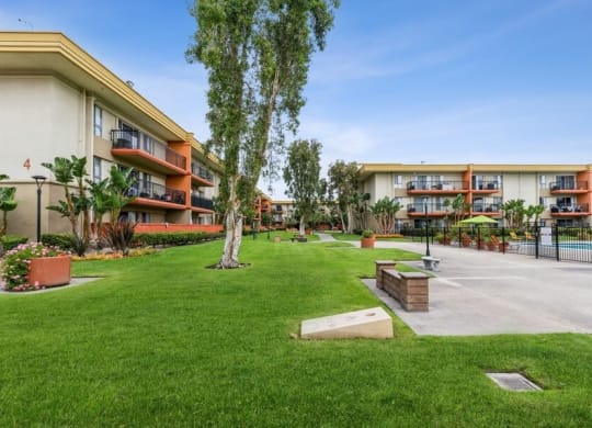 Community exterior landscape and walking paths