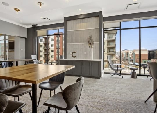 Lounge area with large windows