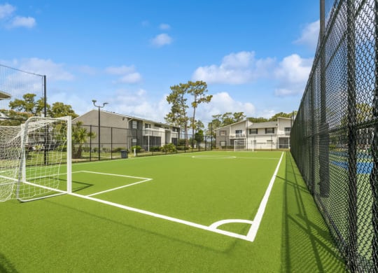 Soccer field with goal posts