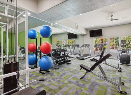 Community Fitness Center with Equipment at Verraso Apartments in Las Vegas, NV.