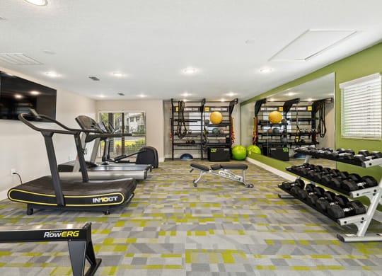 Spacious fitness center with treadmills and other exercise equipment