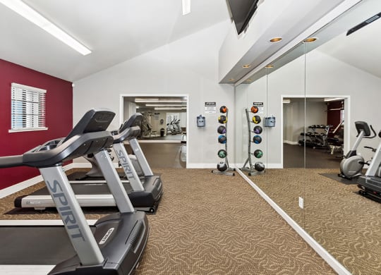 Community Fitness Center with Equipment at Meritage Apartments in Vallejo, CA.