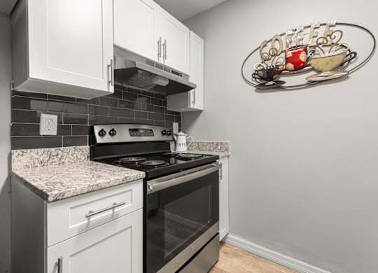 Model kitchen at Oasis at Bayside Apartments in Largo, FL