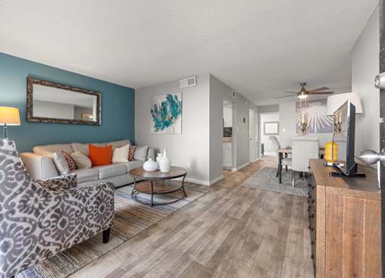 Model living room at Oasis at Bayside Apartments in Largo, FL