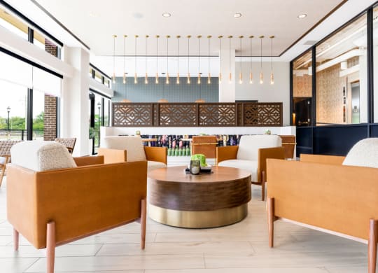 Lobby area with chairs and coffee table