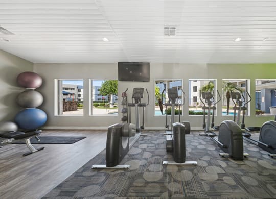 Community Fitness Center with Equipment at Saratoga Ridge Apartments located in North Phoenix, AZ.