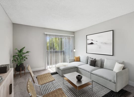 a living room with a couch and a coffee table
